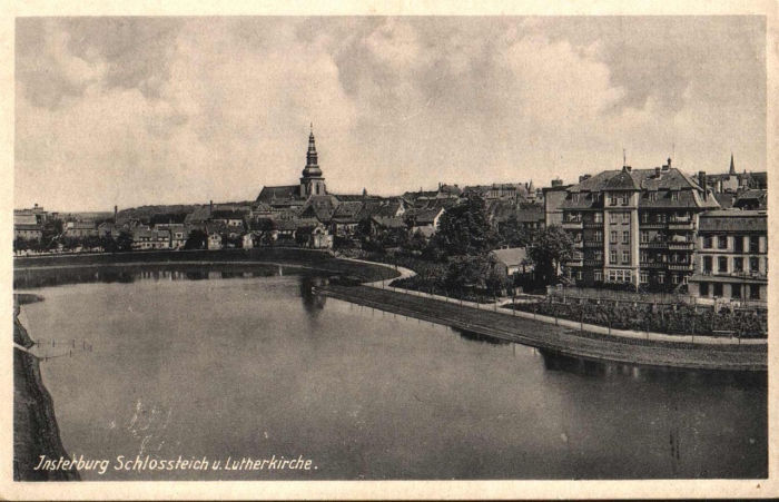 Schlossteich u. Lutherkirche, Insterburg