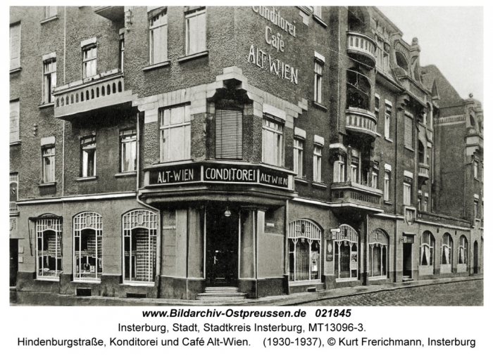 Hindenburgstrasse, Konditorei und Cafe Alt-Wien, Insterburg