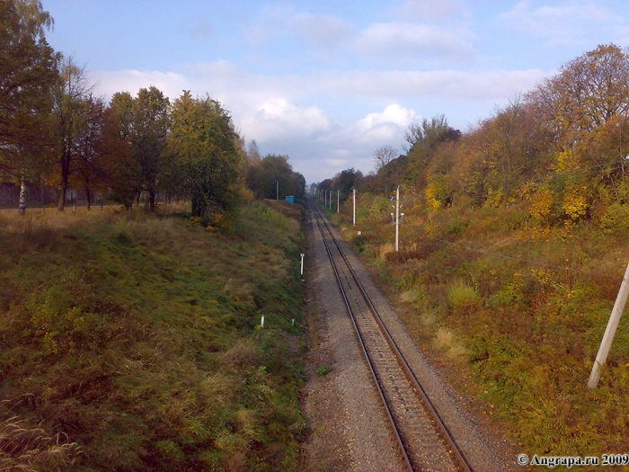 Железная дорога (вид с путепровода). Улица Гагарина, Черняховск