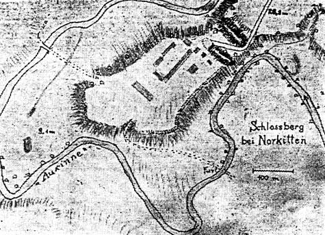 Фрагмент карты с обозначением Замковой горы.