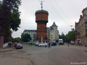 Водонапорная башня (угол улиц Спортивная и Гагарина) в городе Черняховске